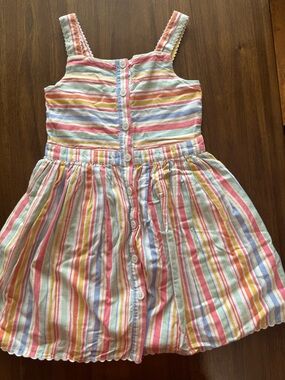 Girls' Bright Multicolor Striped Button-Front Dress